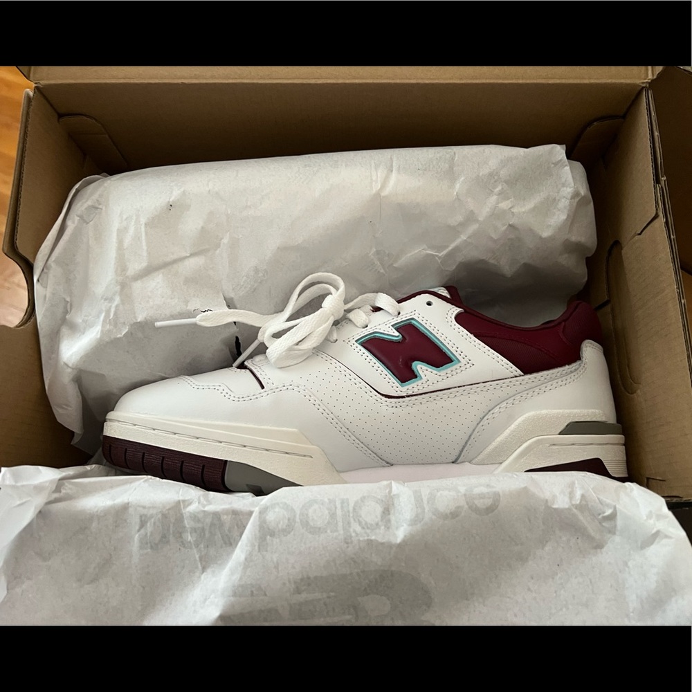The New Balance 550 White & Burgundy
